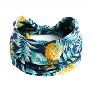 Beautiful Boho Style Navy Pineapple Wide Brim Knoted Headband